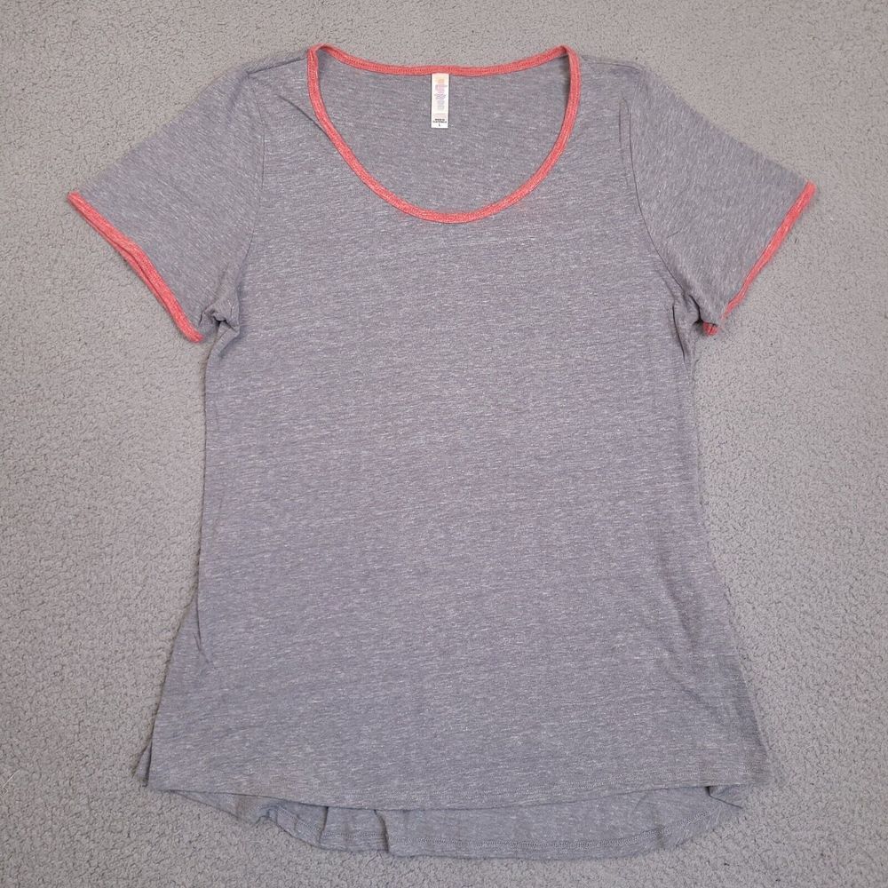 Lula Roe Short Sleeve Shirt Womens Large Gray Lightweight Long